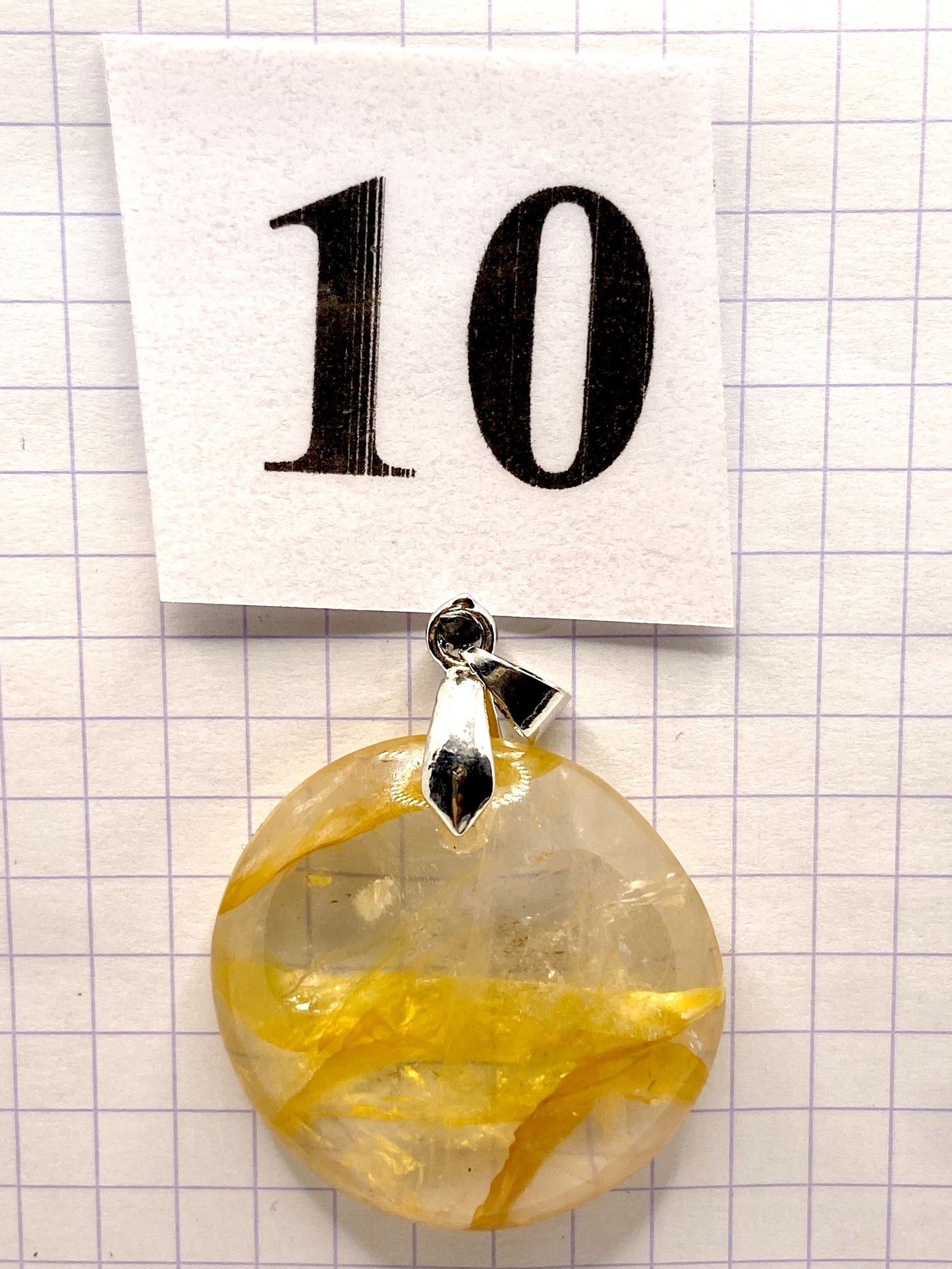 pendentif QUARTZ HEMATOIDE JAUNE