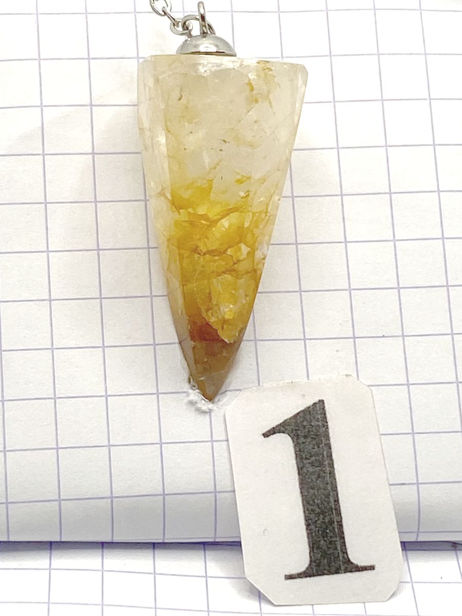 PENDULE QUARTZ HEMATOIDE JAUNE