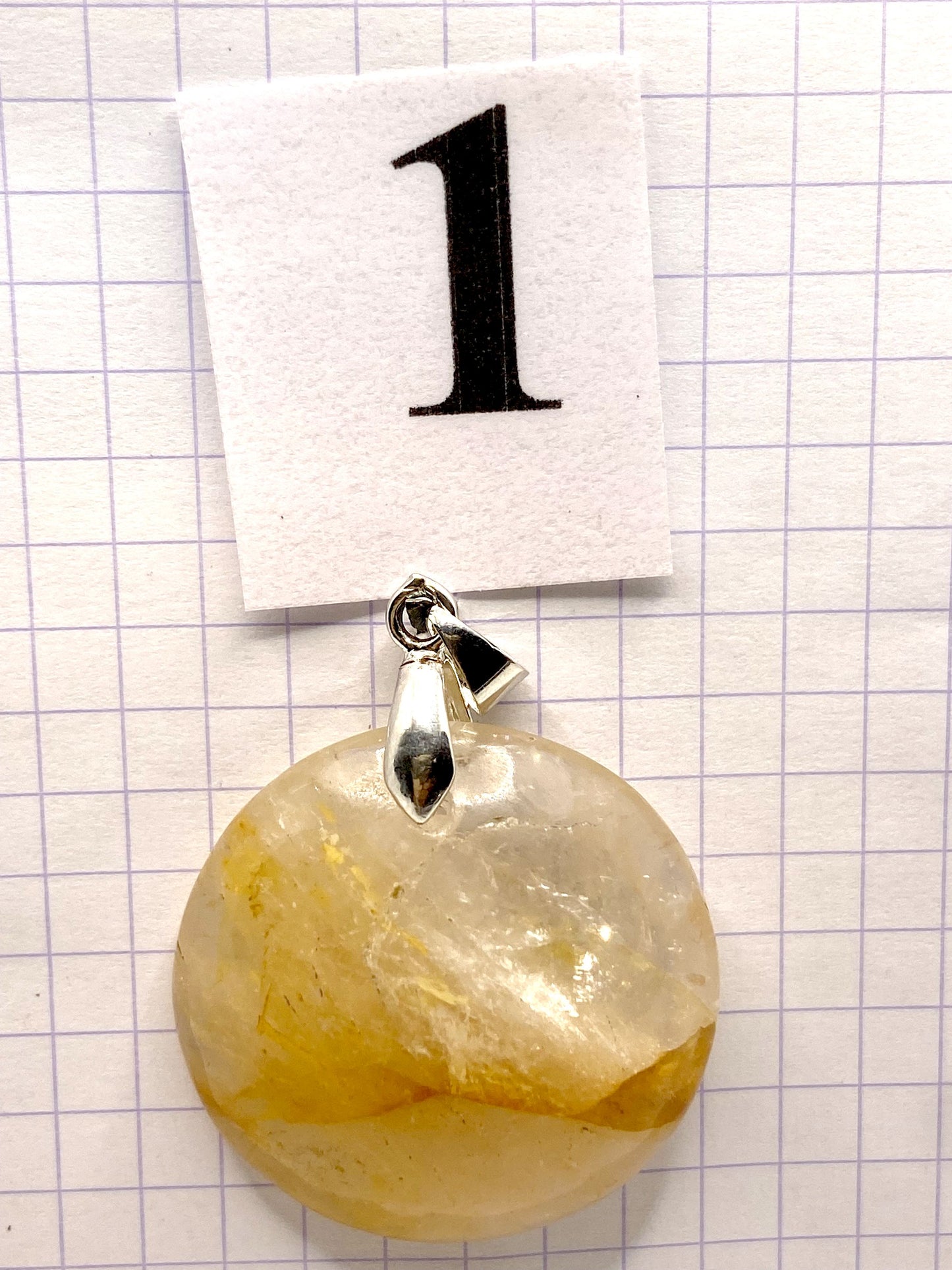 pendentif QUARTZ HEMATOIDE JAUNE