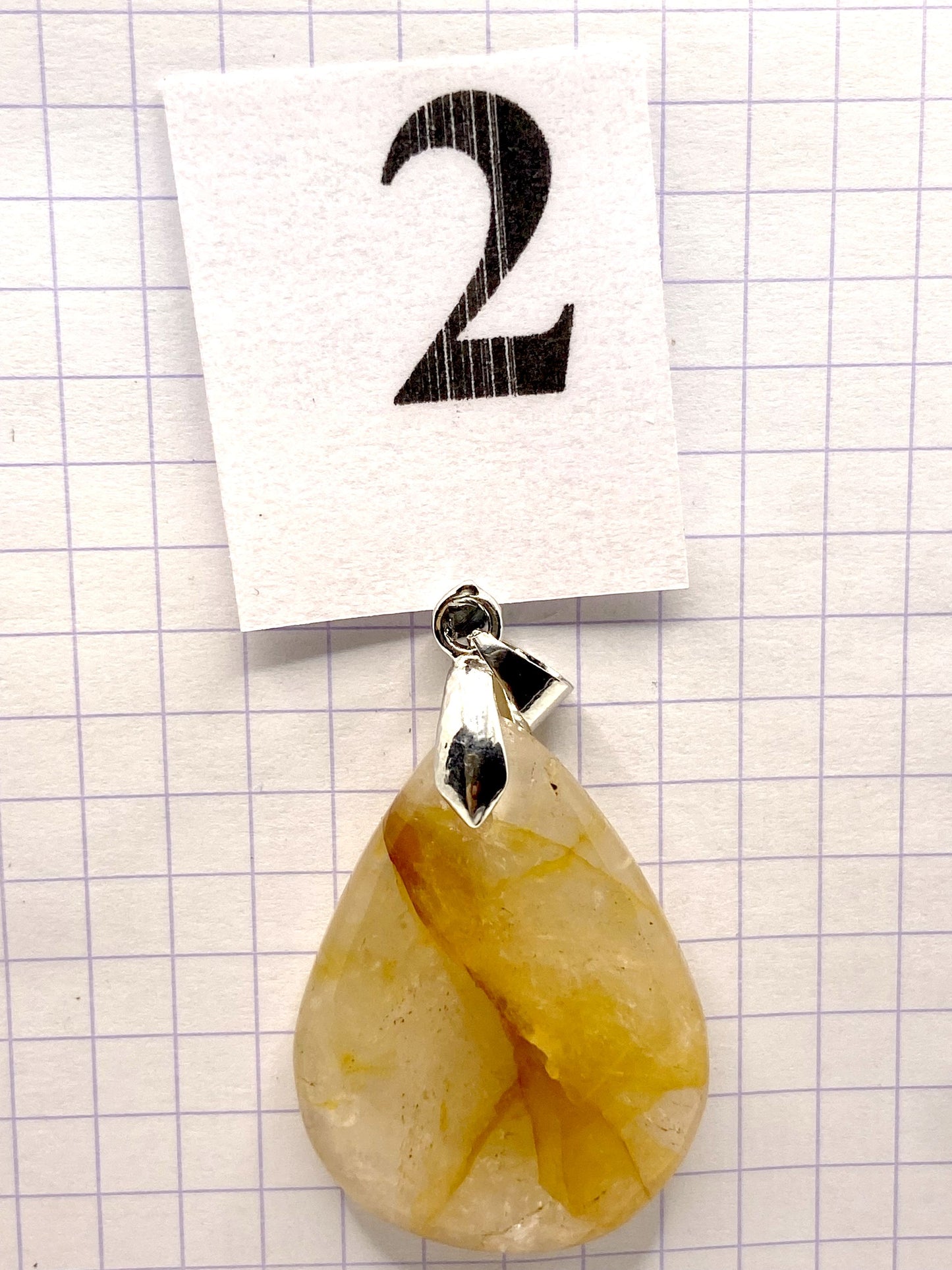 pendentif QUARTZ HEMATOIDE JAUNE