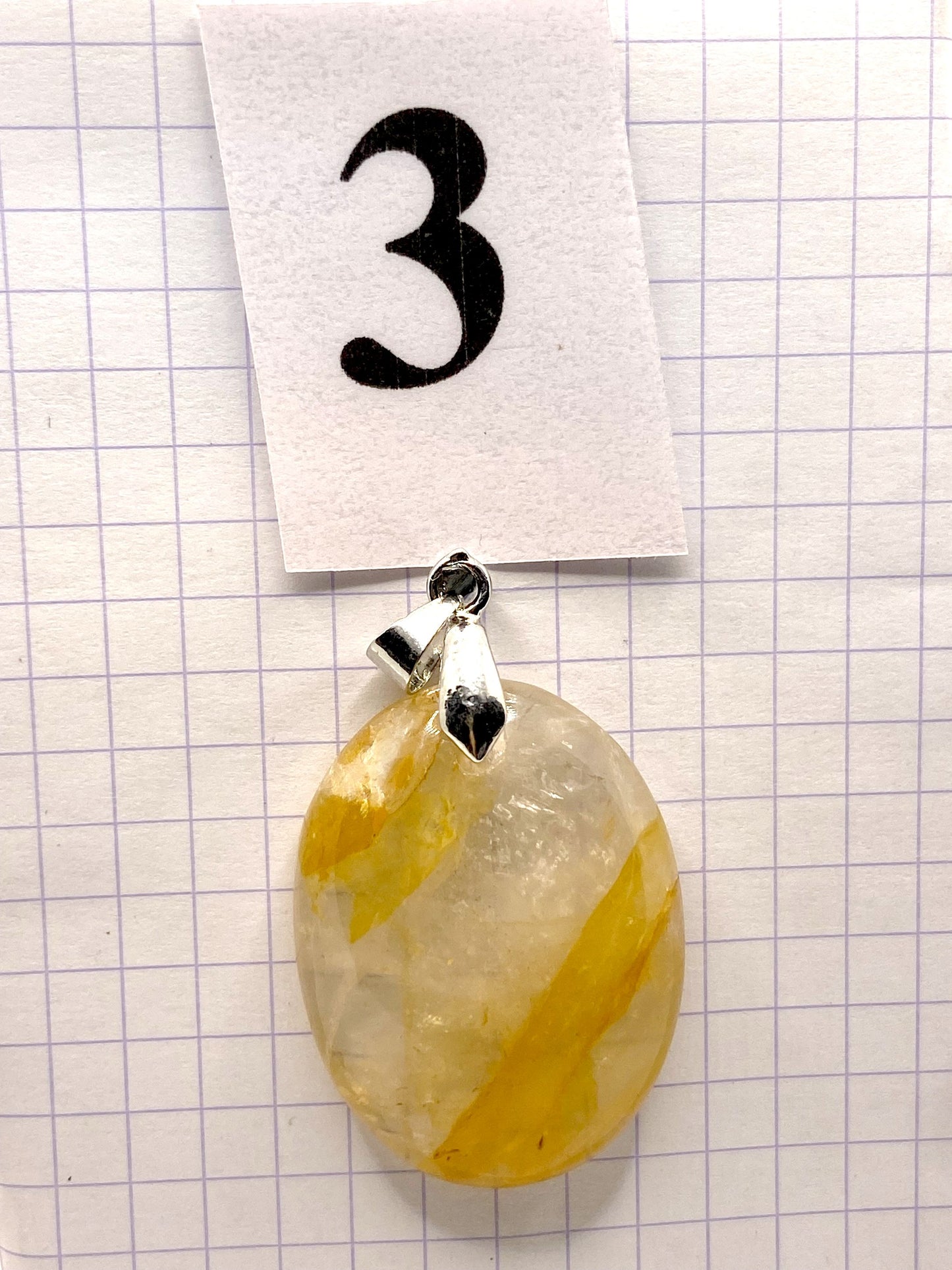 pendentif QUARTZ HEMATOIDE JAUNE