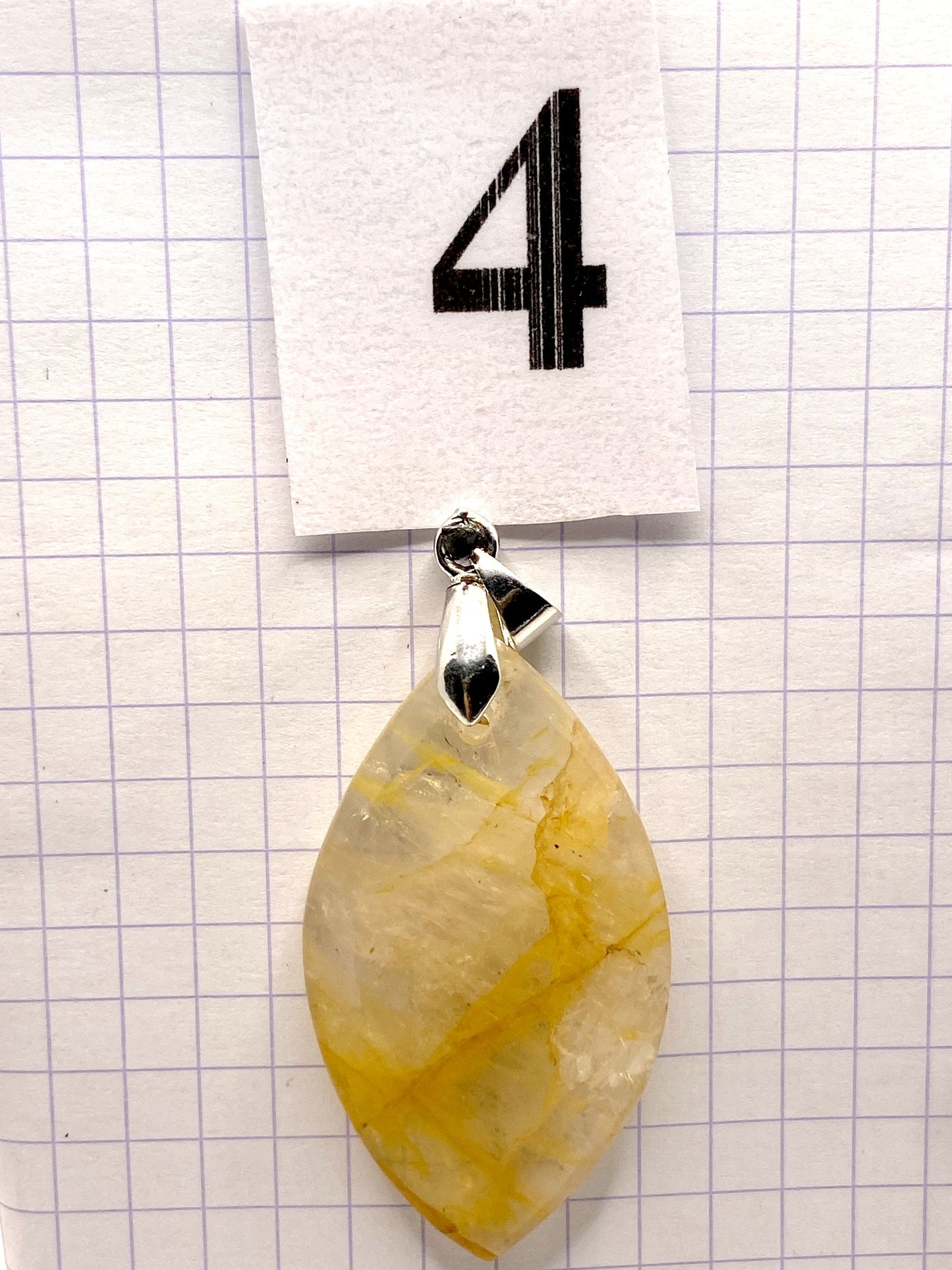 pendentif QUARTZ HEMATOIDE JAUNE